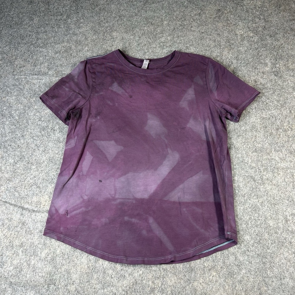 Lululemon T-Shirt Women's 8 Purple Tie Dye Pima Cotton Athleisure Tee Flaws